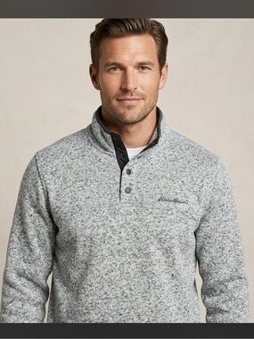 Eddie Bauer Men’s Radiator Marled Grey Fleece Pullover L